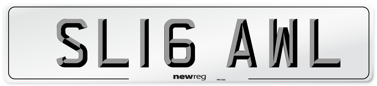 SL16 AWL Number Plate from New Reg